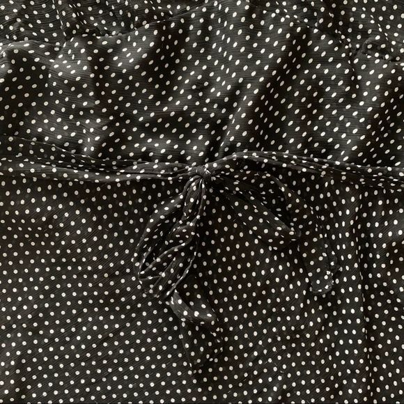 Cherokee Sheer Polkadot Blouse Top Sash Flutter - Picture 14 of 16